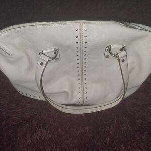 Michael Kors Cream Shoulder Bag with Dome Shape and Metal Accents